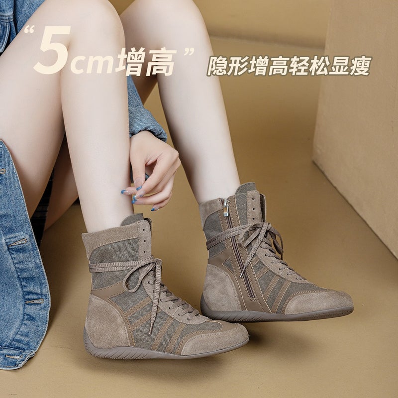 MEIYOUMEINX Women's Retro Platform Combat Boots 2026 New Spring Summer Thin Style Western Cowboy Boots Mid-Calf Lace-Up Side Zipper - Image 4