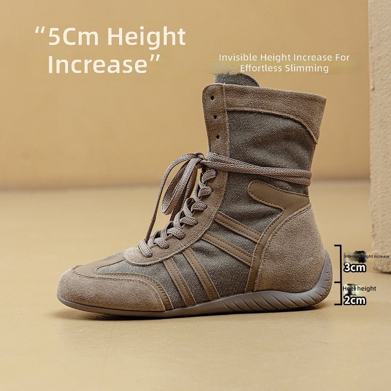 MEIYOUMEINX Women's Retro Platform Combat Boots 2026 New Spring Summer Thin Style Western Cowboy Boots Mid-Calf Lace-Up Side Zipper - Image 1