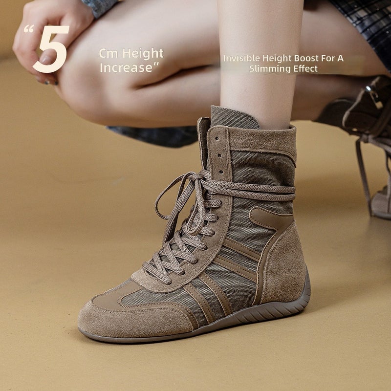 MEIYOUMEINX Women's Retro Platform Combat Boots 2026 New Spring Summer Thin Style Western Cowboy Boots Mid-Calf Lace-Up Side Zipper - Image 3