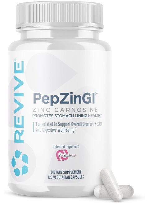 Revive MD - Zinc Carnosine - GI & Stomach Lining Support - 120 Vegetarian Capsules - Supports Immune Function, antioxidants and Brain Function