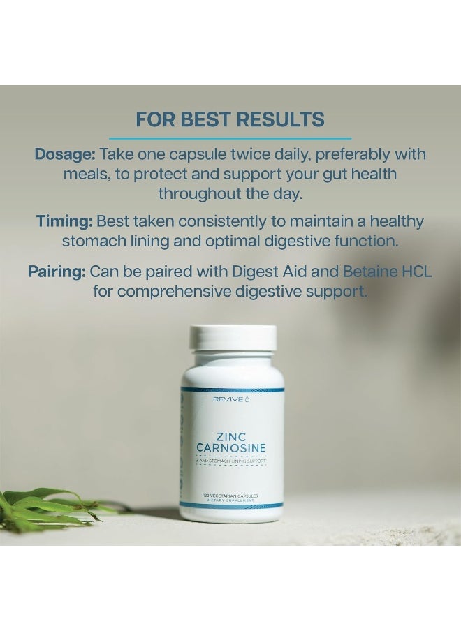 revive - Revive MD - Zinc Carnosine - GI & Stomach Lining Support - 120 Vegetarian Capsules - Supports Immune Function, antioxidants and Brain Function - Image 1