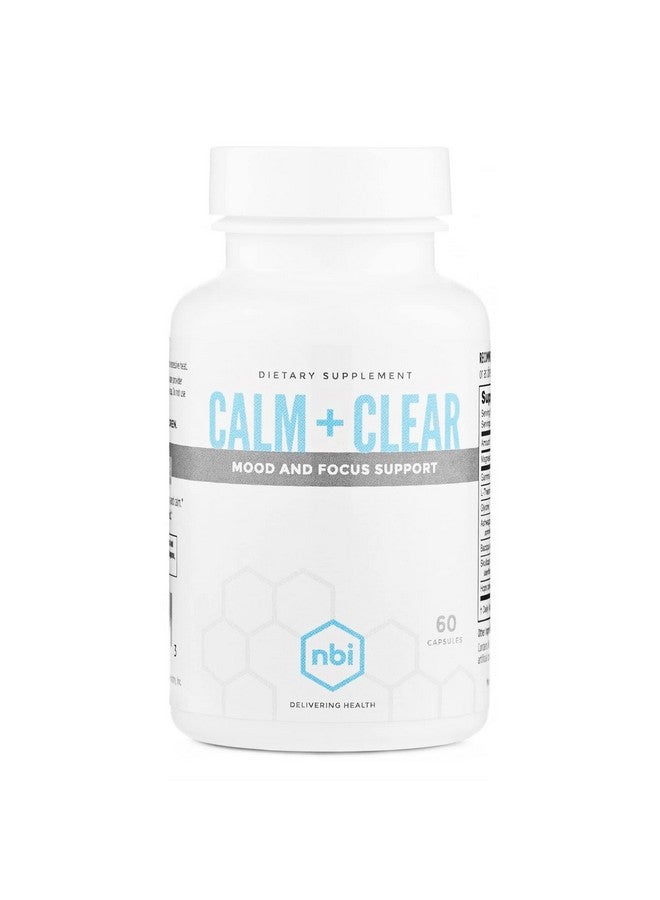 إن بي آي NBI Calm + Clear Mood and Focus Support | دعم طبيعي للتوتر والغدة الكظرية مع المغنيسيوم وحمض جاما أمينوبوتيريك وأشواغاندا وL-Theanine وجلايسين وباكوبا وسكولر كاب ومسحوق القفزات | 60 كبسولة - Image 1