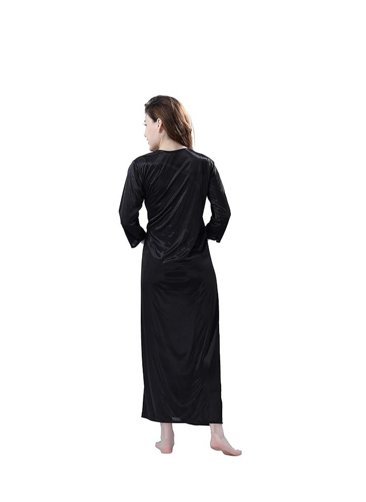 Accessorize Kingdom - Women's Satin Solid Maxi (Size - Free Size) (Nightwear Set Pack of 2) - Image 1