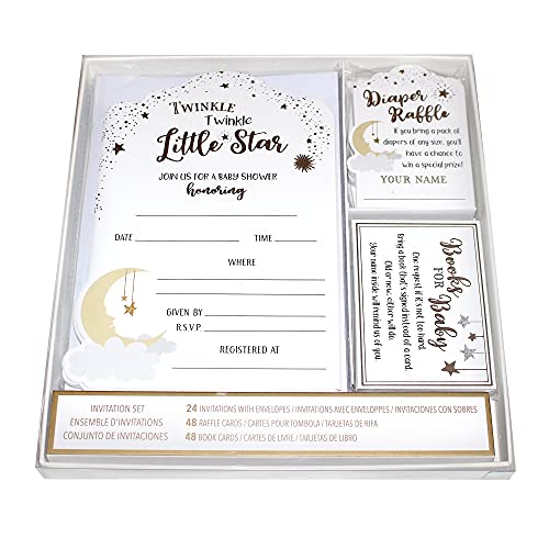 Lillian Rose Twinkle Little Star Theme Baby Shower Invitation Set, White - Image 3