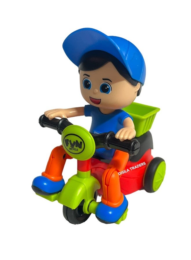 DISILA Traders Beautifully Designed Mini Tricycle/car Toys. Friction Small Boy Riding Cartoon Scooter/Scooty Toy for Kids with Basket Back Side. (Random Colors – Pack of 1) - Image 1