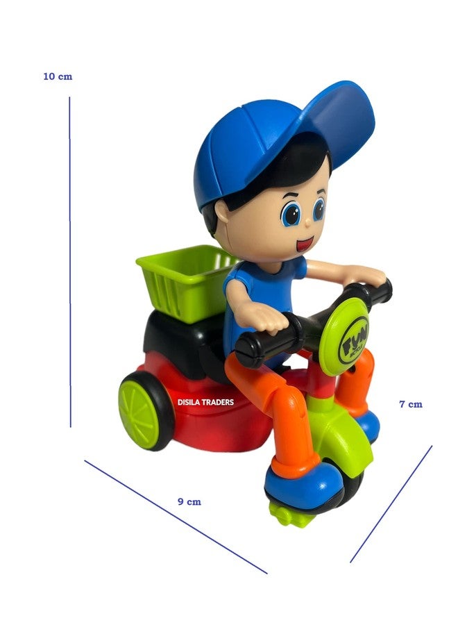 DISILA Traders Beautifully Designed Mini Tricycle/car Toys. Friction Small Boy Riding Cartoon Scooter/Scooty Toy for Kids with Basket Back Side. (Random Colors – Pack of 1) - Image 4
