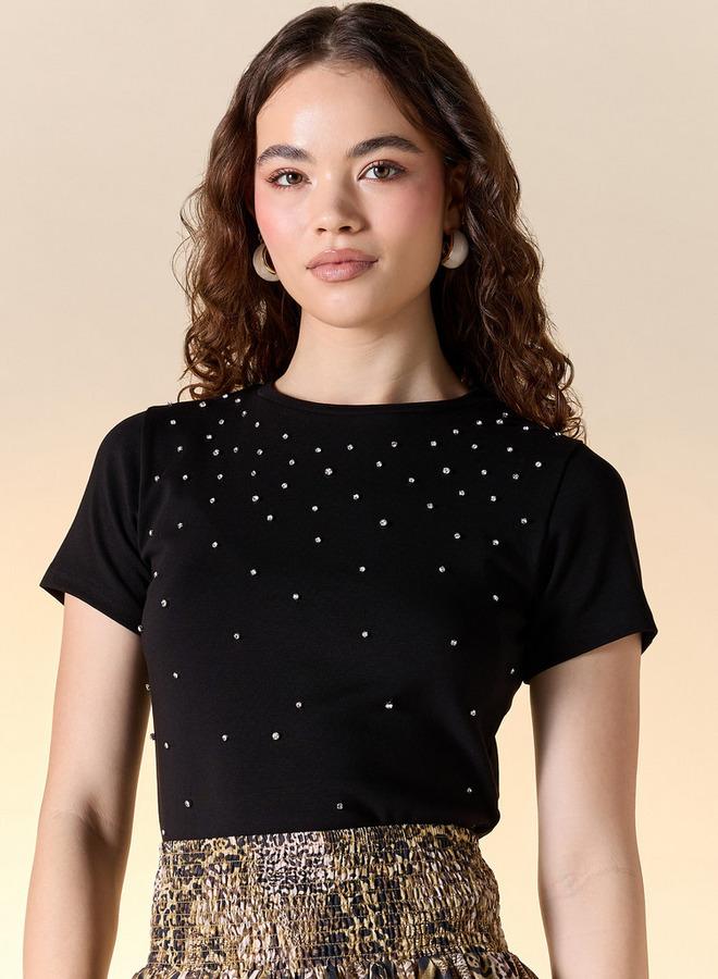 سبلاش فيڤ تيشيرت بياقة دائرية مزين بأكمام قصيرة - Image 1