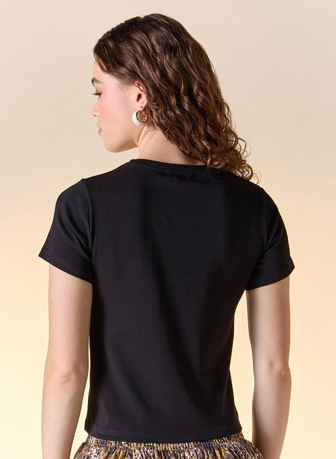 سبلاش فيڤ تيشيرت بياقة دائرية مزين بأكمام قصيرة - Image 3