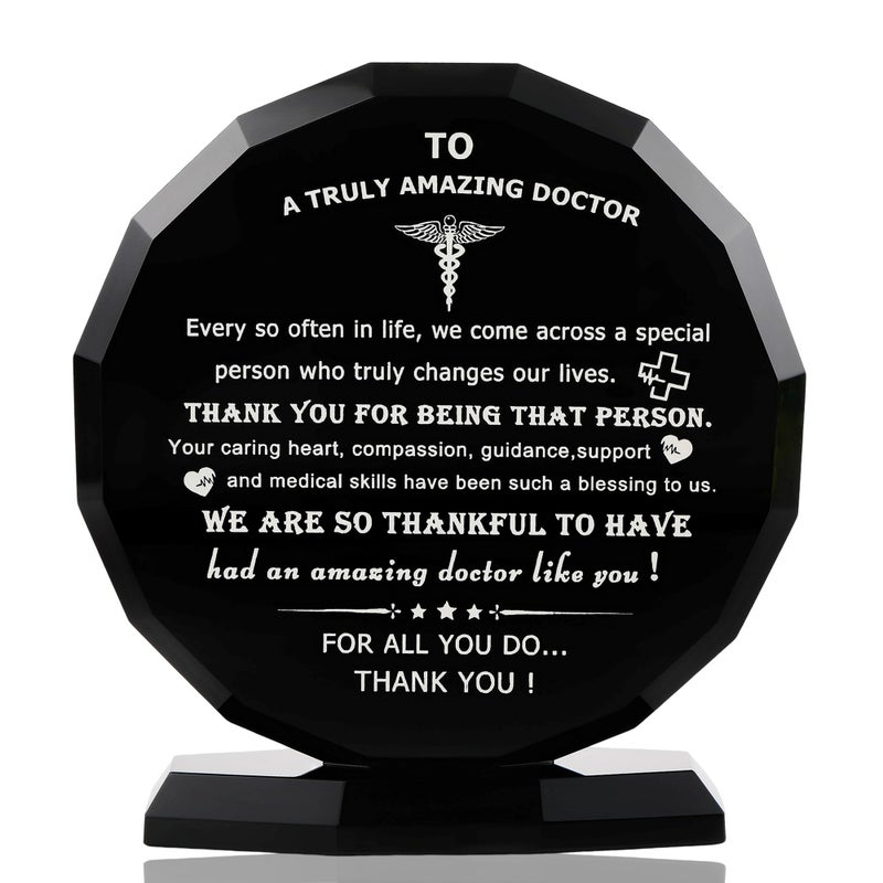Qianwei Doctor Appreciation Gifts for Women Men Crystal Plaque Decor Thank You Doctors Gift for Doctor's Day Best Appreciate Grateful Dr. Present for Birthday Christmas Retirement for Famale Male Desk Keepsakes - Image 1