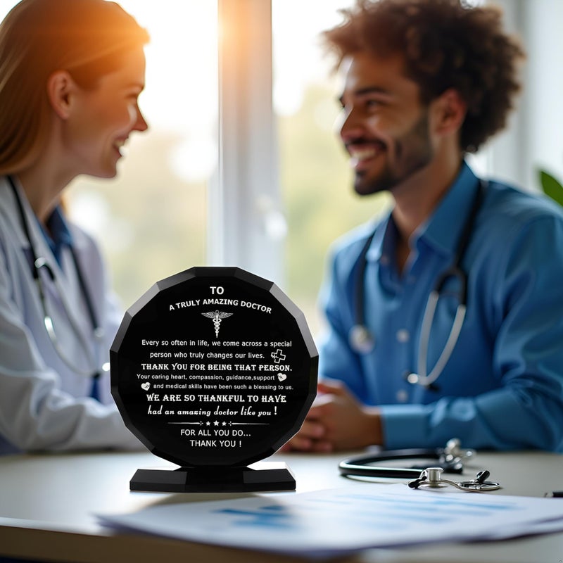 Qianwei Doctor Appreciation Gifts for Women Men Crystal Plaque Decor Thank You Doctors Gift for Doctor's Day Best Appreciate Grateful Dr. Present for Birthday Christmas Retirement for Famale Male Desk Keepsakes - Image 5