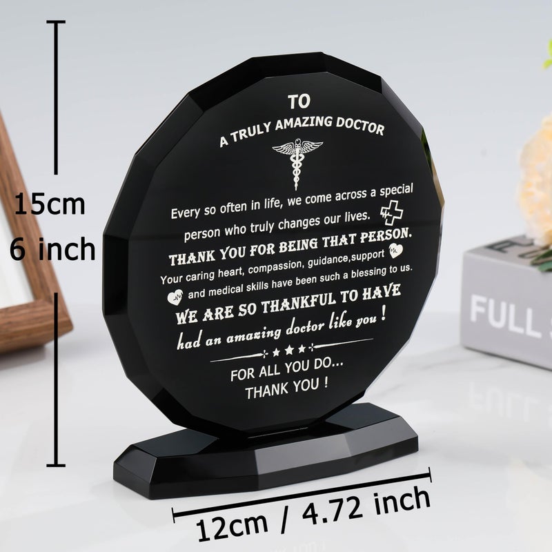 Qianwei Doctor Appreciation Gifts for Women Men Crystal Plaque Decor Thank You Doctors Gift for Doctor's Day Best Appreciate Grateful Dr. Present for Birthday Christmas Retirement for Famale Male Desk Keepsakes - Image 2