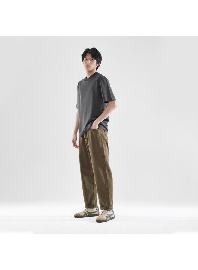 Markless Autumn Winter 100% Cotton Simple Loose Casual Jeans Men's Straight Fit Versatile Pants 4801 Dirty Orange S - Image 1