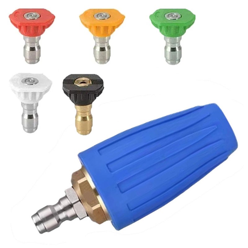 4000 PSI Pressure Washer Rotating Turbo Nozzle 1/4 Inch Quick Connector: Rust Proof Anti-Aging Ceramic Brass Stainless Steel - Multi-Spray Modes Pressure Washer Nozzle for Car Home Floor Outdoor Clean - Image 1