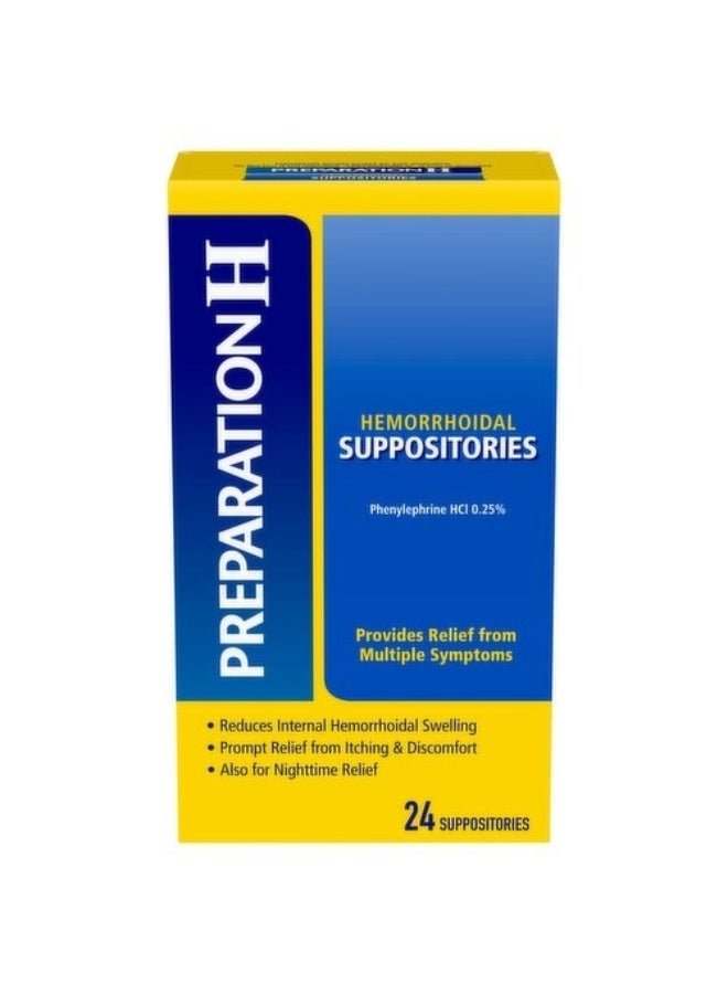 Hemorrhoidal Suppositories - 24 Suppositories