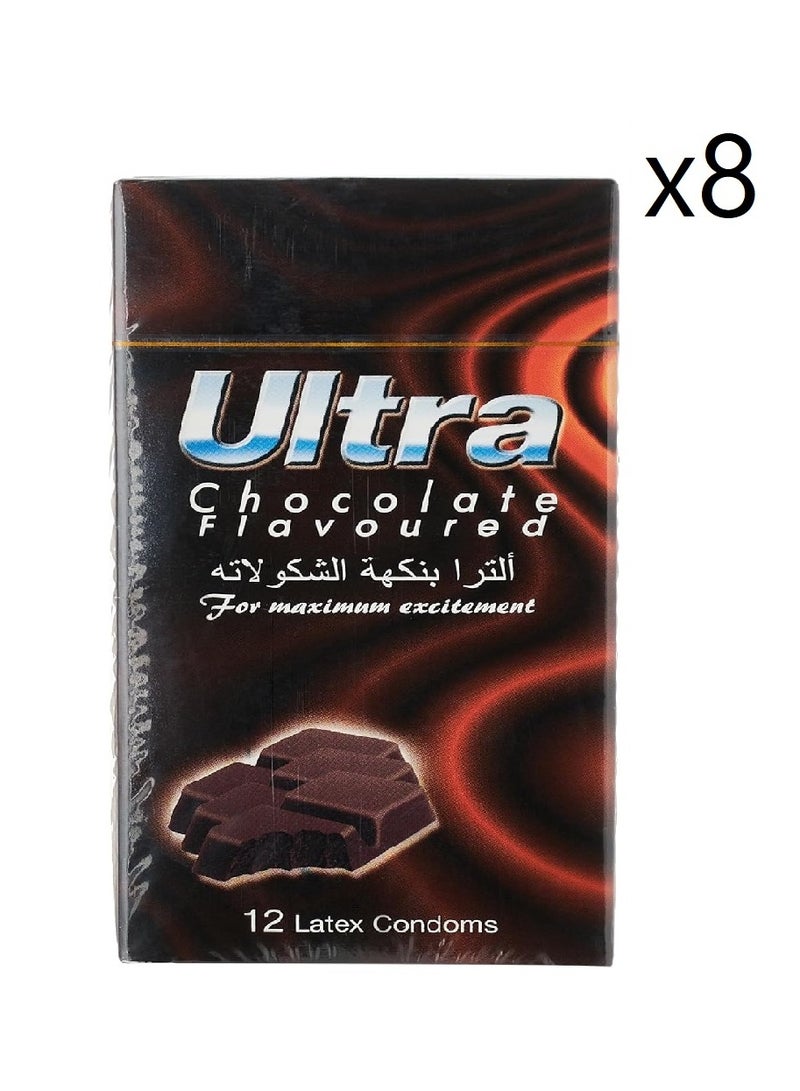 Ultra condoms with chocolate flavor, 12 pieces, 8 pack