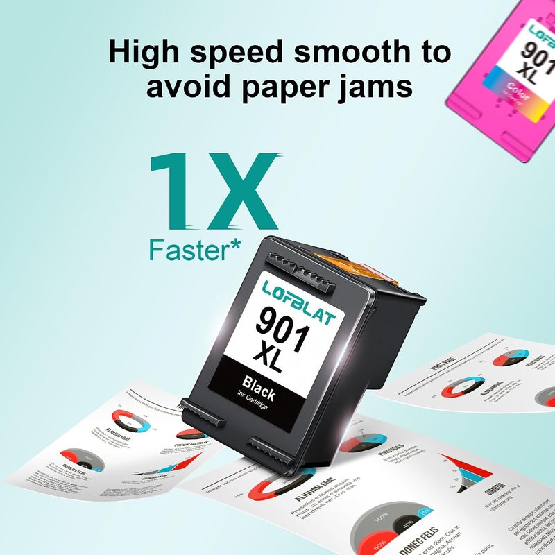 خراطيش LOFBLAT 901 901XL المتوافقة مع خراطيش طابعة HP 901 لطابعات HP Officejet 4500 J4580 J4680 J4524 J4535 J4540 J4550 J4585 J4624 J4660 J4680c J4860 G510 G5G510a G510g G510n - Image 4