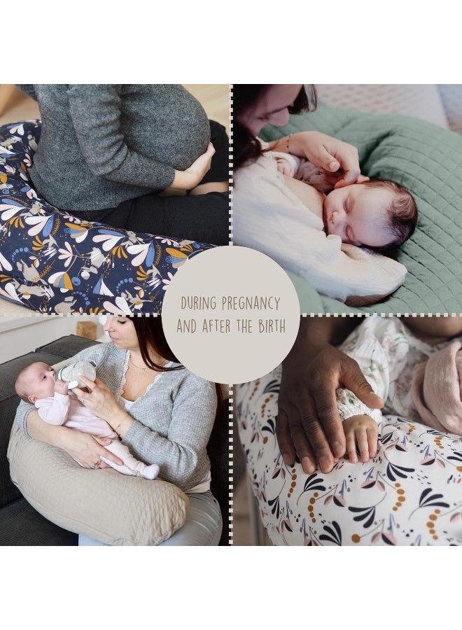 BEABA Big Flopsy, Nursing Pillow, Pregnancy Pillow, Pregnancy Pillow, Suitable For Sleeping/Nursing, Support, Relaxation And Optimal Comfort, Cotton Flower, Linen - Image 3
