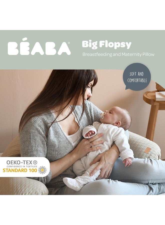 BEABA Big Flopsy, Nursing Pillow, Pregnancy Pillow, Pregnancy Pillow, Suitable For Sleeping/Nursing, Support, Relaxation And Optimal Comfort, Cotton Flower, Linen - Image 2