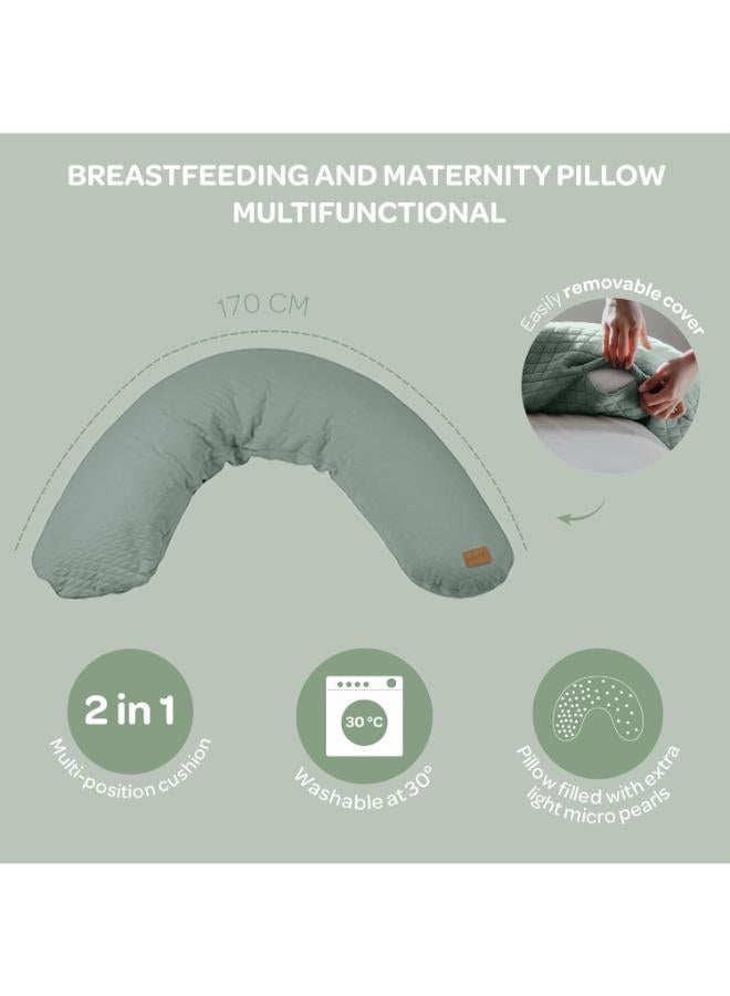 BEABA Big Flopsy, Nursing Pillow, Pregnancy Pillow, Pregnancy Pillow, Suitable For Sleeping/Nursing, Support, Relaxation And Optimal Comfort, Cotton Flower, Linen - Image 5
