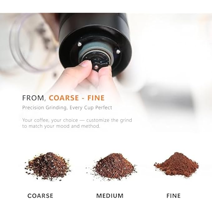 macnoa Portable Electric Burr Coffee Grinder  Adjustable Grind Size UsbC Rechargeable 1250Mah 25G Bean Bin  200Ml Powder Bin Compact Travel Coffee Grinder For Home Office Outdoor  Camping - Image 3