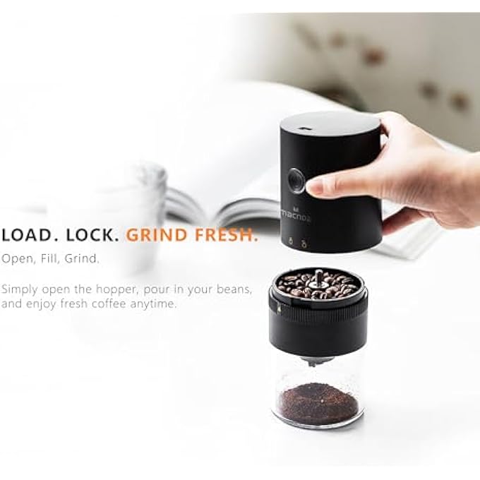 macnoa Portable Electric Burr Coffee Grinder  Adjustable Grind Size UsbC Rechargeable 1250Mah 25G Bean Bin  200Ml Powder Bin Compact Travel Coffee Grinder For Home Office Outdoor  Camping - Image 4