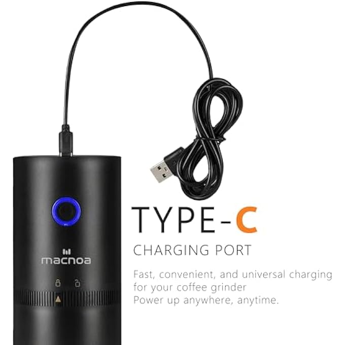 macnoa Portable Electric Burr Coffee Grinder  Adjustable Grind Size UsbC Rechargeable 1250Mah 25G Bean Bin  200Ml Powder Bin Compact Travel Coffee Grinder For Home Office Outdoor  Camping - Image 5