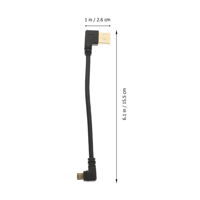 3 قطع كابل شحن ميكرو USB بزاوية قائمة 6 بوصة، كابل مزامنة بيانات USB 2.0 من ذكر نوع A إلى ميكرو B مع موصل من 5 دبابيس مطلية بالذهب، للهواتف الذكية والأجهزة اللوحية بنظام أندرويد، باللون الأسود. - Image 3