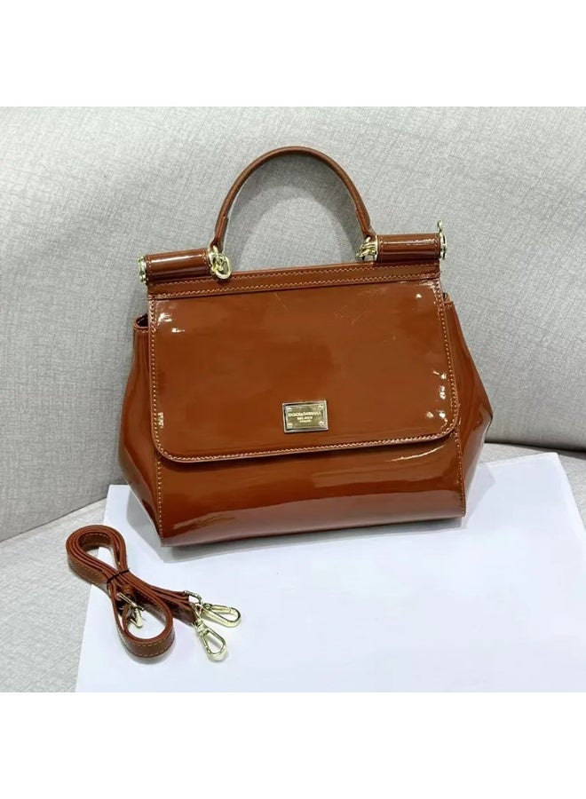 D&G Sicily top handle bag in brown patent