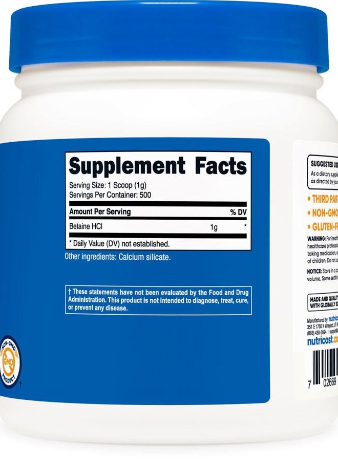 Nutricost مسحوق بيتاين HCl 500 جرام - خالي من الجلوتين، غير معدل وراثيًا - Image 5