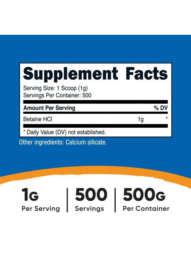 Nutricost مسحوق بيتاين HCl 500 جرام - خالي من الجلوتين، غير معدل وراثيًا - Image 2