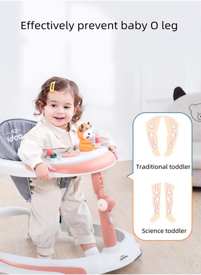 oldlaiben 3 in 1 Baby Walker, Multi-Function Baby Walker, Foldable Baby Walker, Adjustable Height, With Detachable Music Tray, Safety Bumper, Learning-Seated or Walk-Behind, for 6-18 Months Boys and Girls（Grey）  - Image 5