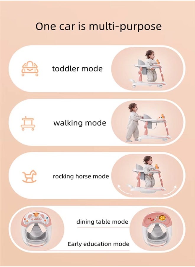 oldlaiben 3 in 1 Baby Walker, Multi-Function Baby Walker, Foldable Baby Walker, Adjustable Height, With Detachable Music Tray, Safety Bumper, Learning-Seated or Walk-Behind, for 6-18 Months Boys and Girls（Grey）  - Image 3