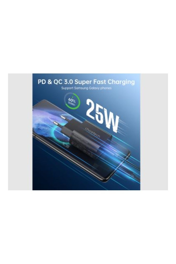 CHOETECH PD6003 Charger USB-C 25W - Black - Image 4