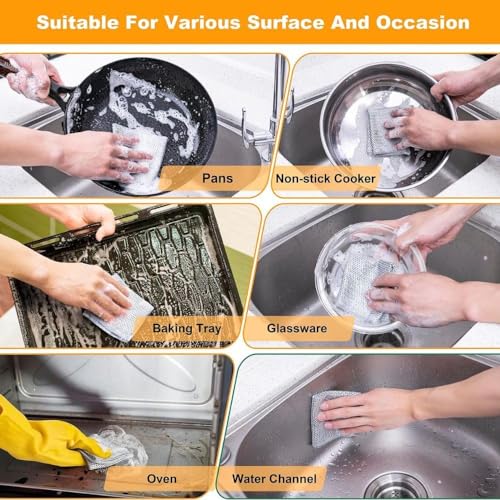 ANTIL'S Multipurpose Wire Dishwashing Rags for Wet and Dry Stainless Steel Scrubber Non-Scratch Wire Dishcloth for Washing Dishes Sinks Counters Easy Rinsing Machine Washable Pack 6 - Image 3