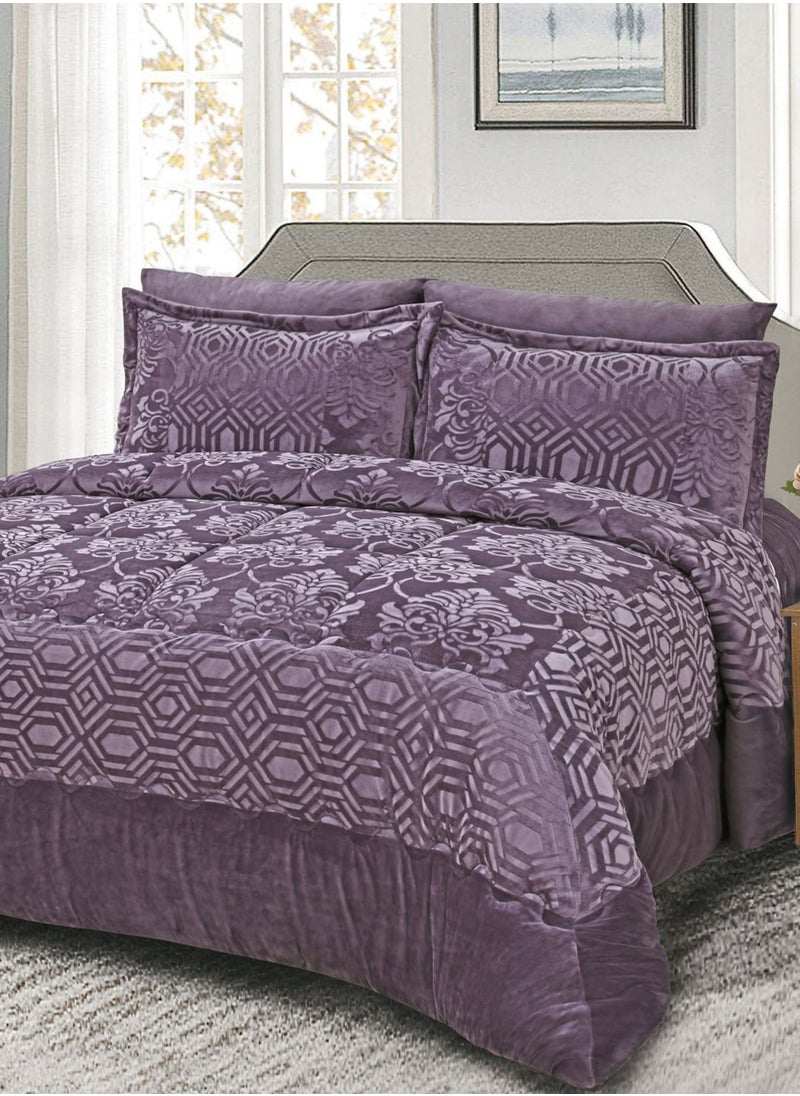 Master Home Textile Master Home Textile Velvet Comforter Sets, 4Pcs Single Size, Fits 120 x 200 cm Single Size Bed, Soft, Warm  - Image 1