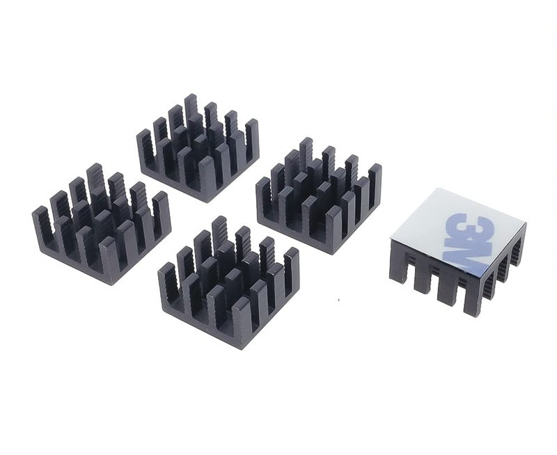 CentIoT - 5PCS 14 x 14 x 6mm Aluminium Heatsink (Cross Cut Fin with 3M, Black Anodised) - Image 1