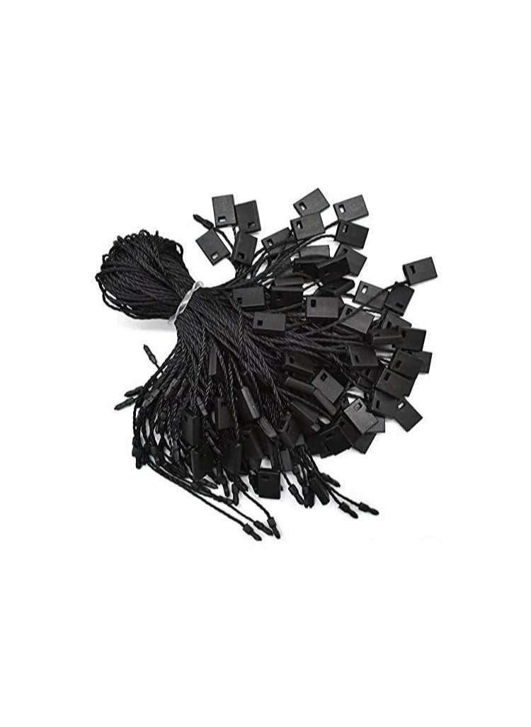 Generic - 1000 Black Hang Tag Strings with Snap Lock for Clothing Gift Bags Price Tags and Shoes - Image 1