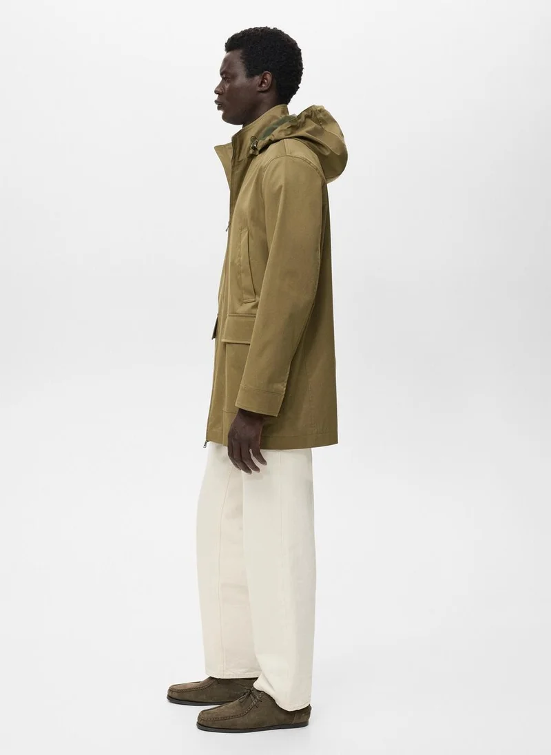 Mango Man  Water-repellent hooded parka for Men | Best Price UAE
