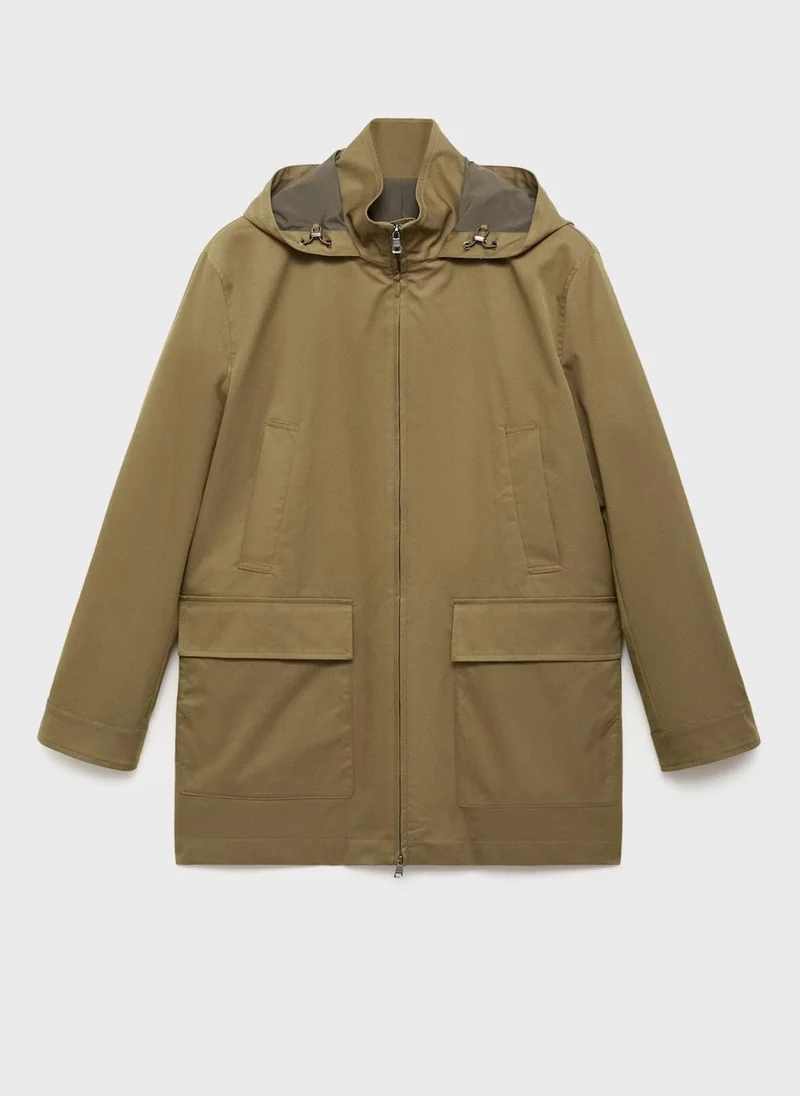 Mango Man  Water-repellent hooded parka for Men | Best Price UAE