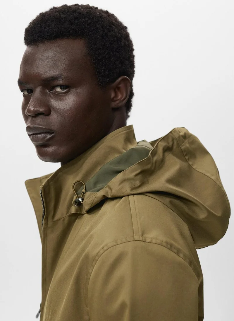 Mango Man  Water-repellent hooded parka for Men | Best Price UAE