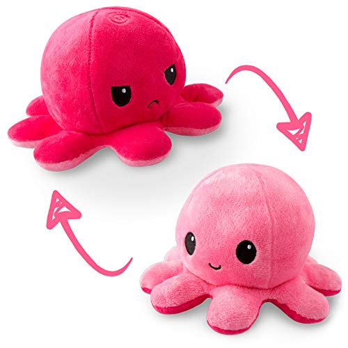 TeeTurtle - The Original Reversible Octopus Plushie - Light Pink + Dark Pink - Cute Sensory Fidget Stuffed Animals That Show Your Mood - Image 4
