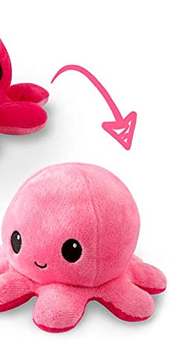 TeeTurtle - The Original Reversible Octopus Plushie - Light Pink + Dark Pink - Cute Sensory Fidget Stuffed Animals That Show Your Mood - Image 3