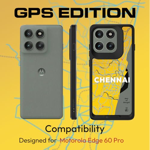 KAPAVER GPS Edition Back Cover Case Compatible with MagSafe, Magnetic Case for Motorola Edge 60 Pro (PC+TPU) (Chennai-Black) - Image 2