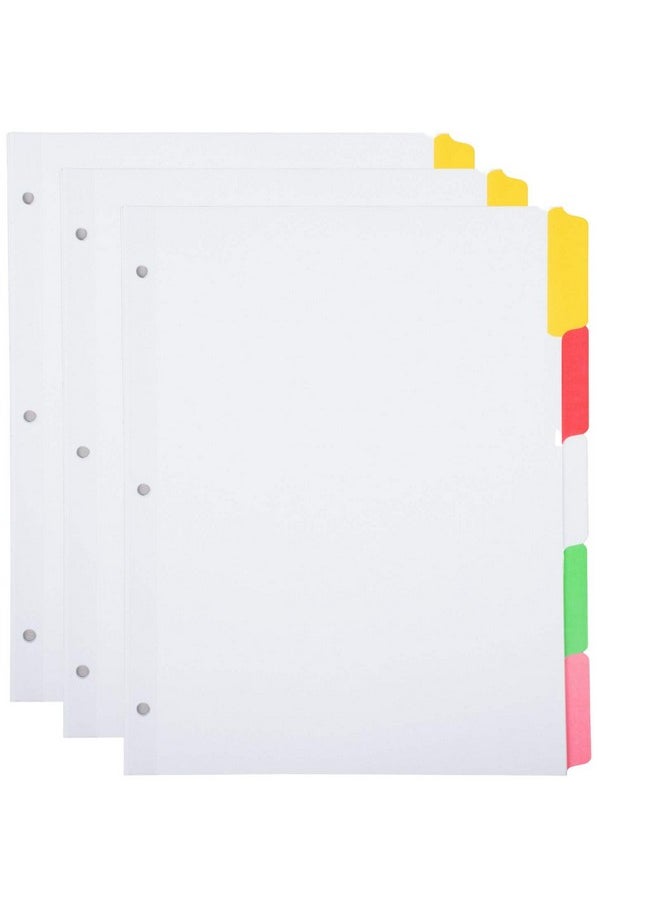 1InTheOffice Plastic Binder Divider 3Hole Tab Divider 5 Colored Tabs Divider With Tabs 3 Sets  - Image 1