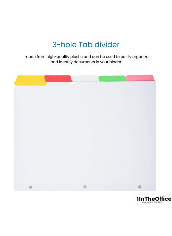 1InTheOffice Plastic Binder Divider 3Hole Tab Divider 5 Colored Tabs Divider With Tabs 3 Sets  - Image 4