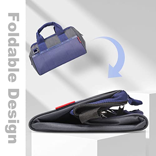 HAUTMEC Foldable Small Tool Bag, Waterproof Wide Mouth Tool Bag with 23 Pockets, Rigid Frame, 600D Sturdy Tool Organizer with Shoulder Strap and Reinforced Base - HT0074 - Image 5
