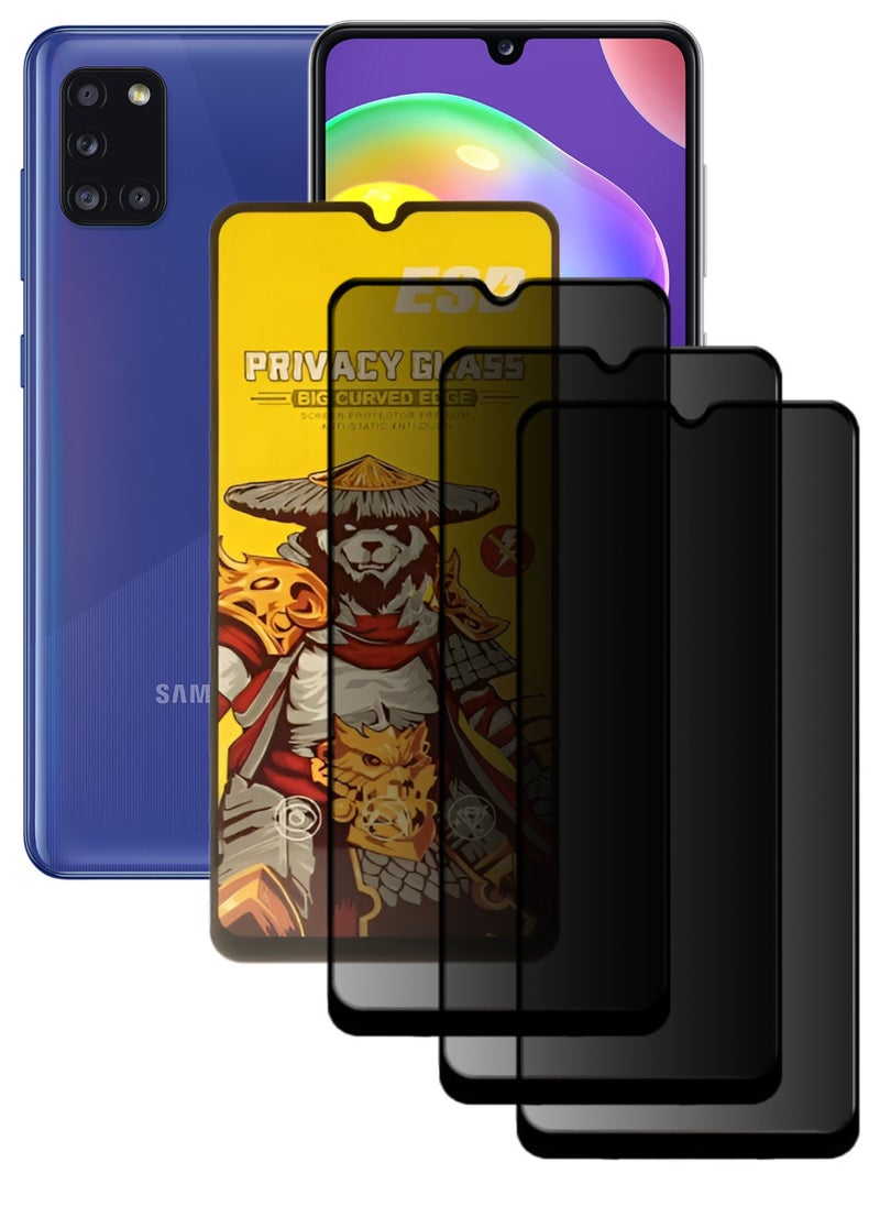 ESD 3 Pieces Tempered Dustproof Privacy Glass Screen Protector Compatible For Samsung Galaxy A31 - Image 1