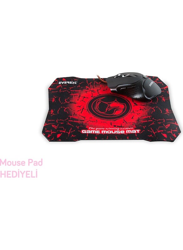 Everest SGM-X8 Usb Black Gaming Mouse and Mousepad Set  - Image 2
