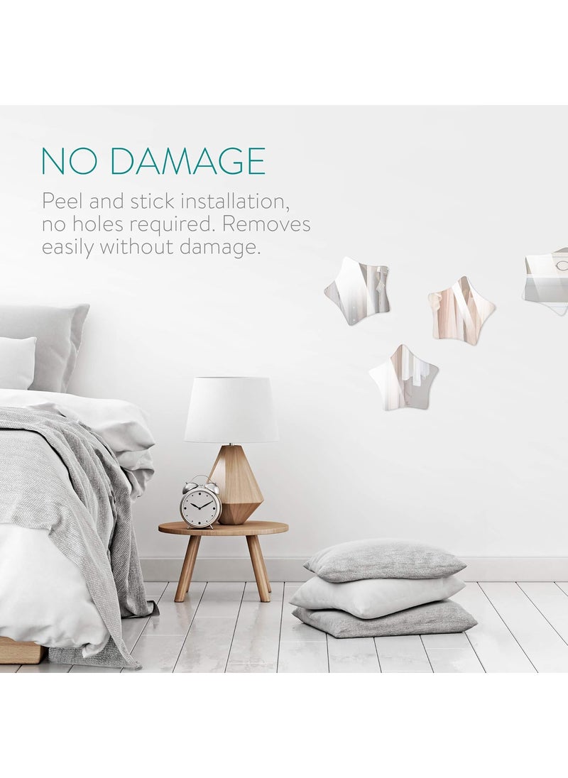 Navaris Navaris Self Adhesive Mirrors  Pack of 5 StickOn Star Shaped Decorative Wall Mirrors for The Home Bedroom Living Room  Modern Design Mirror Set  - Image 2