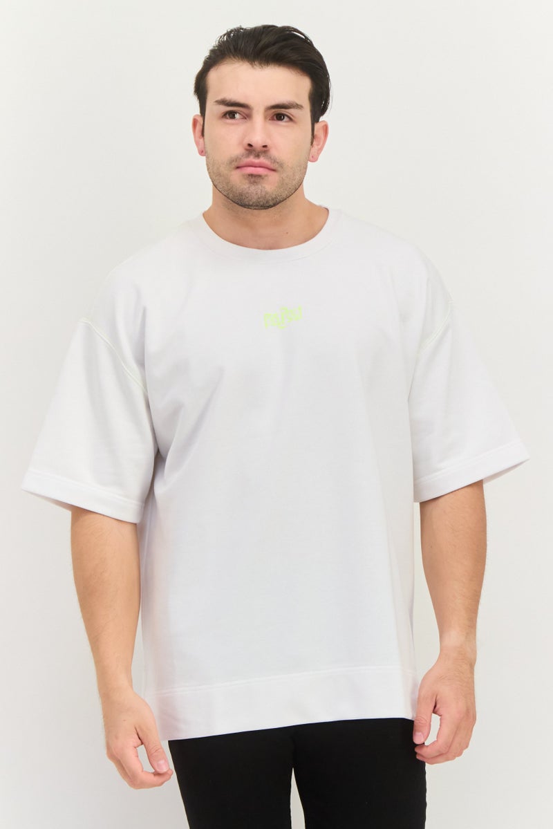 ESPRIT تي شيرت رجالي بأكمام قصيرة وطباعة جرافيك، دائري العنق، أبيض - Image 1